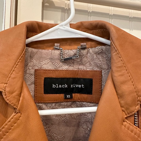 GENUINE LEATHER JACKET BLACK RIVET WOMEN’S XS - Picture 2 of 5